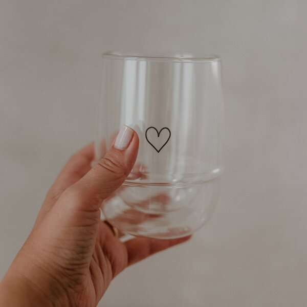 Dvojstenný pohár na teplé nápoje Heart 300 ml