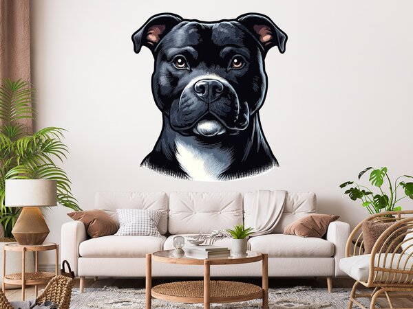 Nalepte.cz Čierny Pitbul textilní prelepiteľná nálepka na stenu arch 18 x 20 cm
