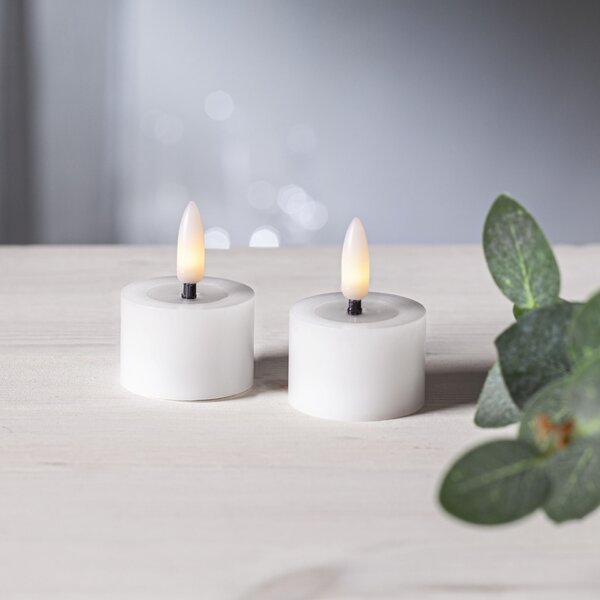 Čajová LED sviečka Flamme White 4 cm – set 2 ks