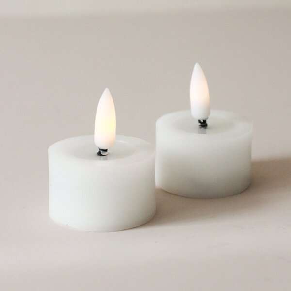 Čajová LED sviečka Flamme White 4 cm – set 2 ks