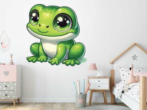 Nalepte.cz Žaba 02 textilní prelepiteľná nálepka na stenu arch 19 x 20 cm