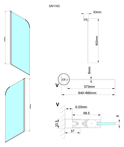 Gelco Gelco, LORO vaňová zástena 650mm, číre sklo, GN1165