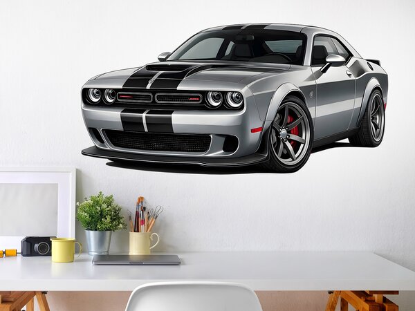 Nalepte.cz Dodge Challenger textilní prelepiteľná nálepka na stenu arch 45 x 22 cm