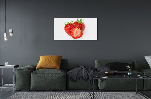 Obraz na skle Jahody na bielom pozadí 100x50 cm 2 Prívesky
