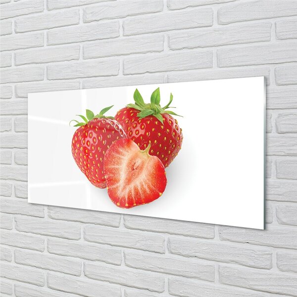 Obraz na skle Jahody na bielom pozadí 100x50 cm 2 Prívesky