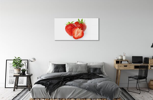 Obraz na skle Jahody na bielom pozadí 100x50 cm 2 Prívesky