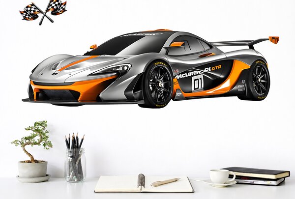 Nalepte.cz McLaren P1 GTR textilní prelepiteľná nálepka na stenu hárok 47 x 15 cm