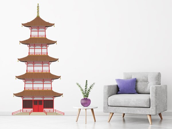 Nalepte.cz Pagoda textilní prelepiteľná nálepka na stenu 22 x 47 cm