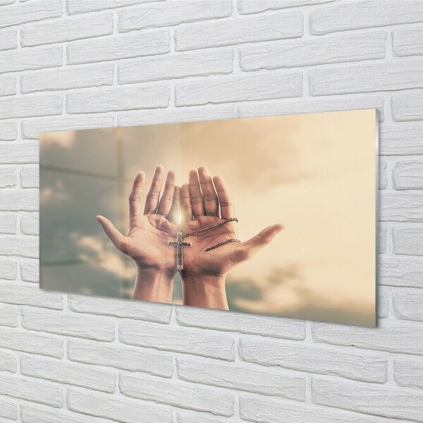Sklenený obraz Cross Hands neba 100x50 cm 2 Prívesky