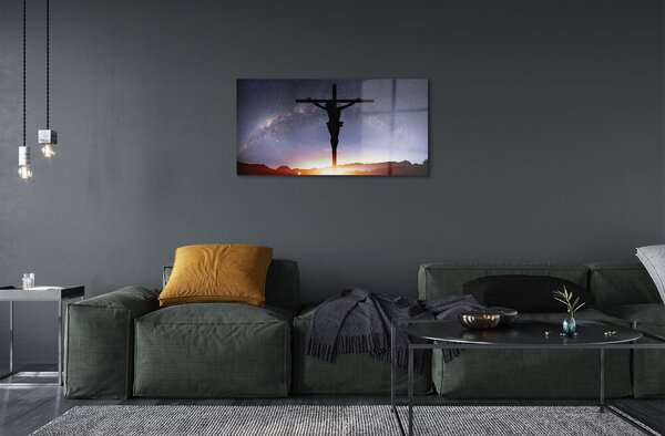 Sklenený obraz Ježiš ukrižovaný neba 100x50 cm 2 Prívesky