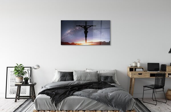 Sklenený obraz Ježiš ukrižovaný neba 100x50 cm 2 Prívesky