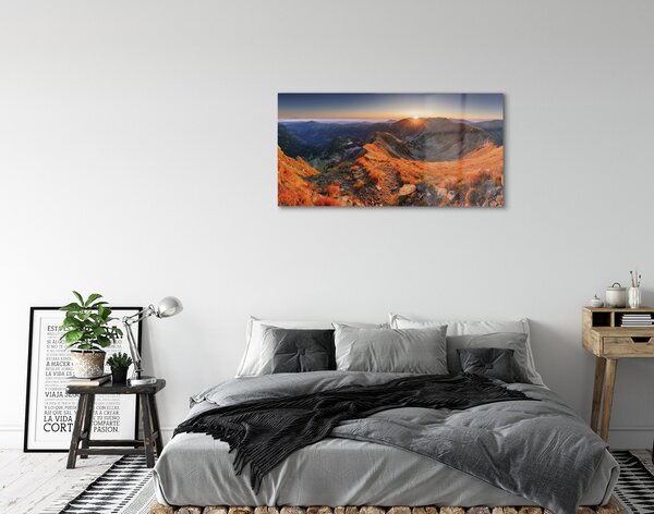 Sklenený obraz horské slnko 100x50 cm 2 Prívesky