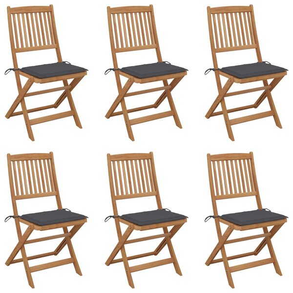 Skladacie záhradné stoličky so sedákmi 6 ks akáciový masív