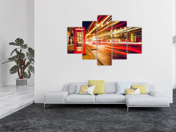 Obraz - červená telefónna búdka (150x105 cm)