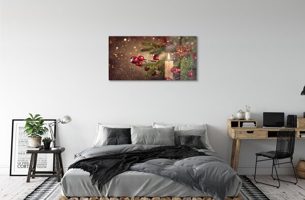 Sklenený obraz Vetvičky ozdoby sviečka kužele 100x50 cm 2 Prívesky