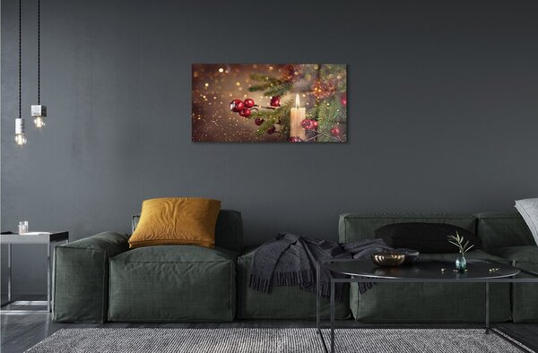 Sklenený obraz Vetvičky ozdoby sviečka kužele 100x50 cm 2 Prívesky