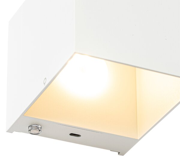 Nástenná lampa biela vrátane LED a dotykového stmievača nabíjateľná - Joris