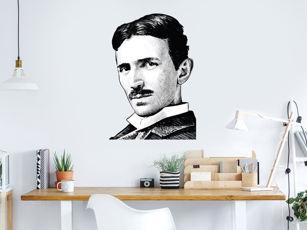 Nalepte.cz Nikola Tesla textilní prelepiteľná nálepka na stenu 32 x 46 cm