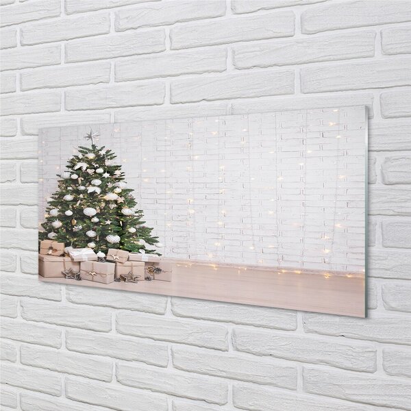 Sklenený obraz Ozdoby na vianočný stromček darčeky 100x50 cm 2 Prívesky