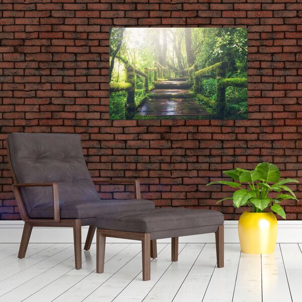 Obraz - drevené schody v lese (90x60 cm)