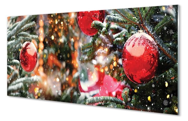 Sklenený obraz Snow Vianočné ozdoby 100x50 cm 2 Prívesky