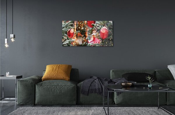 Sklenený obraz Snow Vianočné ozdoby 100x50 cm 2 Prívesky
