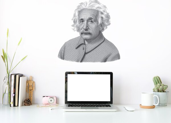 Nalepte.cz Albert Einstein textilní prelepiteľná nálepka na stenu 40 x 41 cm