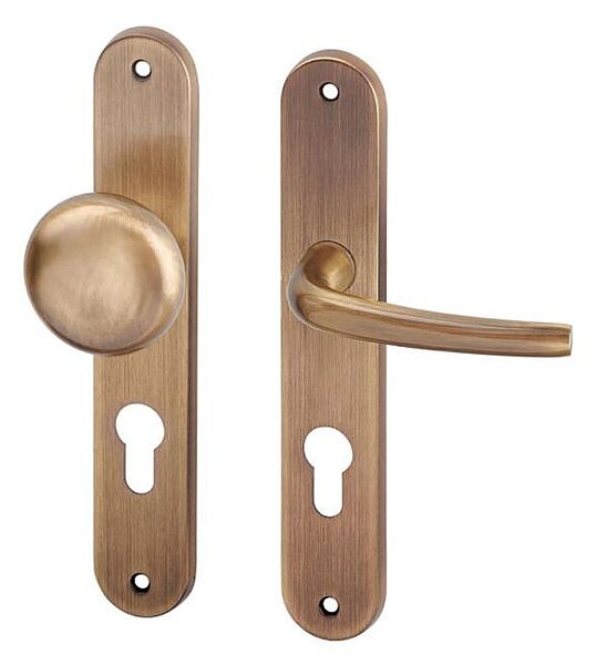 Dverové kovanie ACT Apoll OV (BRONZ), kľučka-kľučka, Otvor na cylindrickú vložku PZ, AC-T Bronz, 90 mm