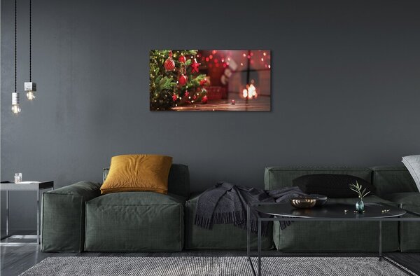 Sklenený obraz Ozdoby vianočný strom darčeky 100x50 cm 2 Prívesky