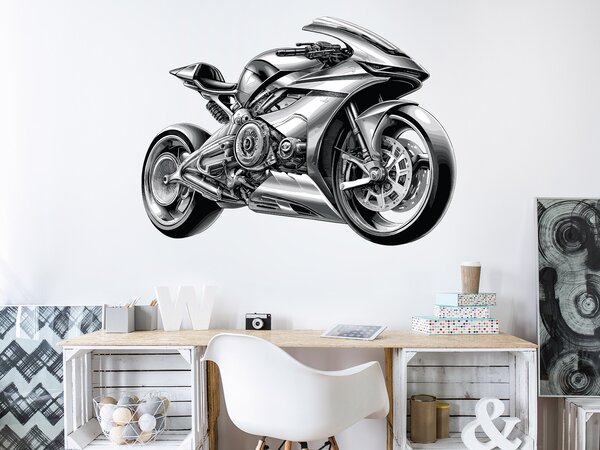 Nalepte.cz Hitech motorka textilní prelepiteľná nálepka na stenu arch 20 x 15 cm