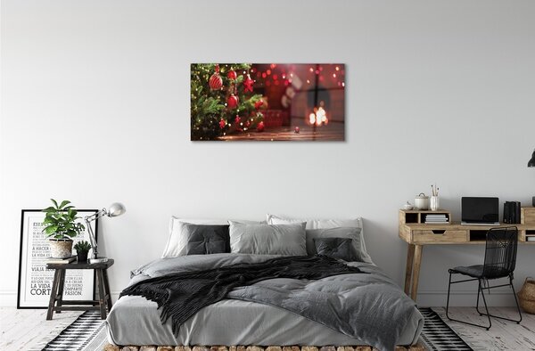 Sklenený obraz Ozdoby vianočný strom darčeky 100x50 cm 2 Prívesky