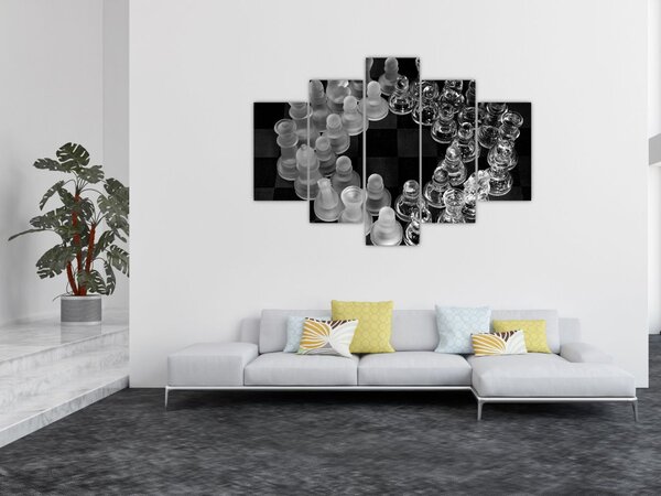 Obraz - čiernobiele šachy (150x105 cm)