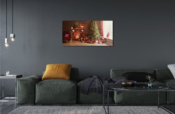Sklenený obraz Krbové darčeky vianočné stromčeky 100x50 cm 2 Prívesky