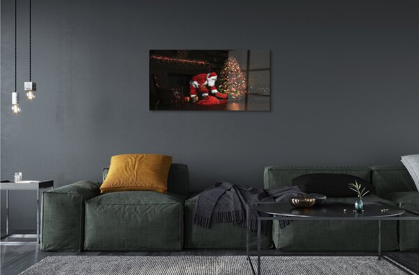 Sklenený obraz Ozdoby na vianočný stromček darčeky Claus 100x50 cm 2 Prívesky
