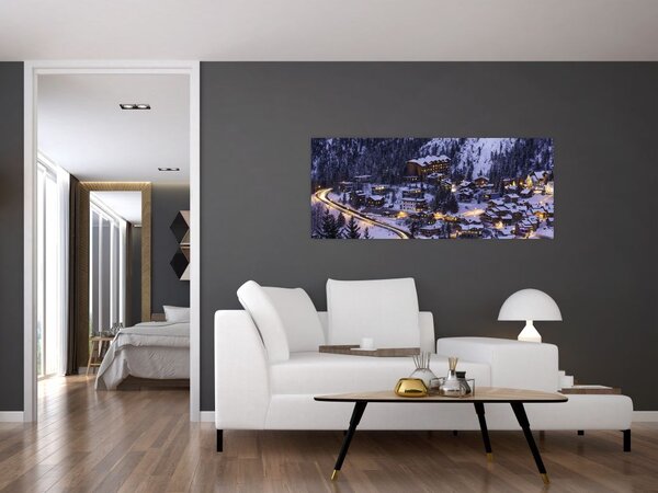 Obraz - horské zimné mestečko (120x50 cm)