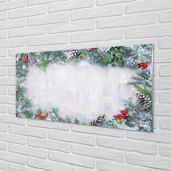 Sklenený obraz Snehové šišky, vetvičky 100x50 cm 2 Prívesky