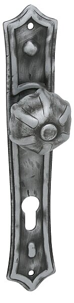 Dverové kovanie MP LR - AGAVE (KOVANÁ ŠEDÁ), kľučka-kľučka, Otvor na cylindrickú vložku PZ, MP KOVANÉ, 90 mm