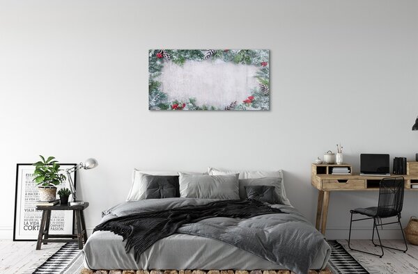 Sklenený obraz Snehové šišky, vetvičky 100x50 cm 2 Prívesky