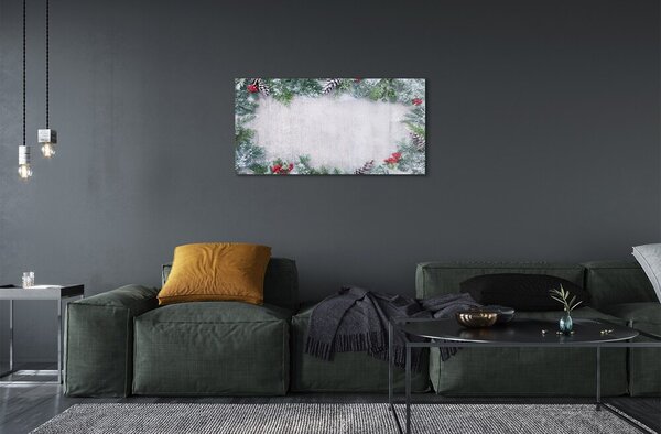 Sklenený obraz Snehové šišky, vetvičky 100x50 cm 2 Prívesky