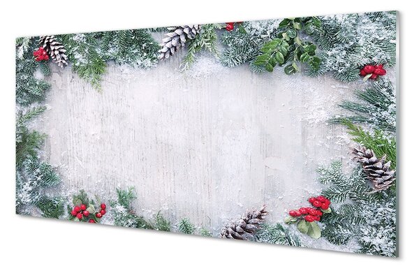 Sklenený obraz Snehové šišky, vetvičky 100x50 cm 2 Prívesky