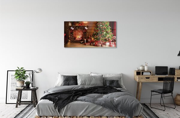 Sklenený obraz Krbové darčeky vianočné stromčeky 100x50 cm 2 Prívesky