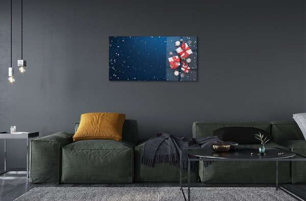 Sklenený obraz Darčeky čačky sneh 100x50 cm 2 Prívesky