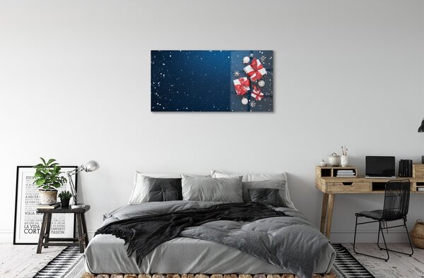 Sklenený obraz Darčeky čačky sneh 100x50 cm 2 Prívesky