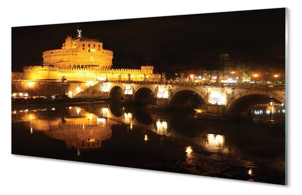 Sklenený obraz Rome River mosty v noci 100x50 cm 2 Prívesky
