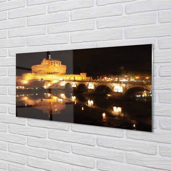 Sklenený obraz Rome River mosty v noci 100x50 cm 2 Prívesky