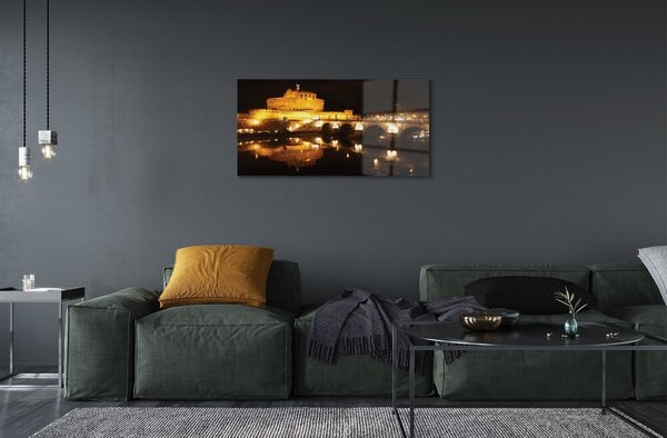 Sklenený obraz Rome River mosty v noci 100x50 cm 2 Prívesky