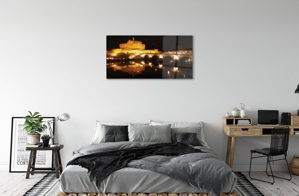 Sklenený obraz Rome River mosty v noci 100x50 cm 2 Prívesky