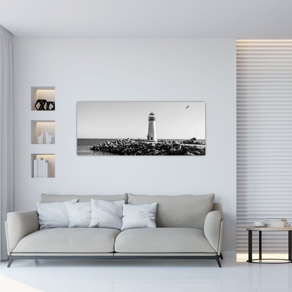 Obraz - Maják na pobreží, Santa Cruz, Kalifornia (120x50 cm)