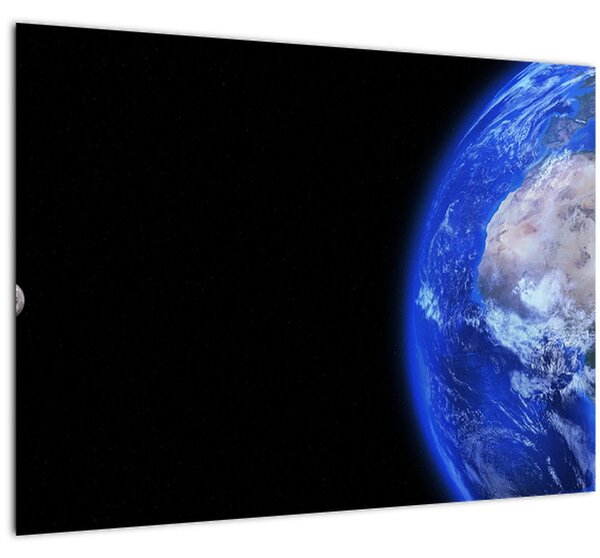 Sklenený obraz Mesiaca a Zeme (70x50 cm)