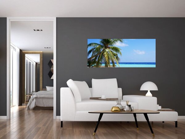 Obraz palmy na pláži (120x50 cm)